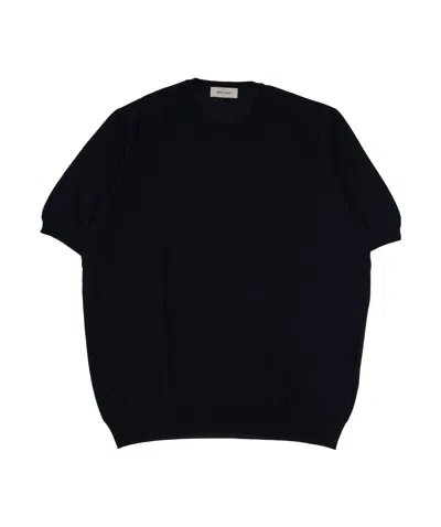 Gran Sasso Short-sleeved Knitted T-shirt In Black