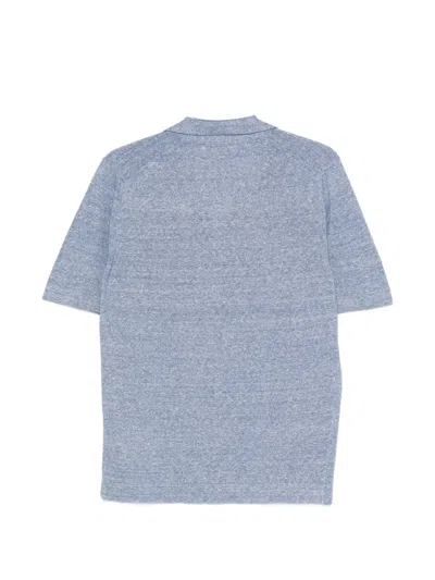 Gran Sasso Short-sleeve Button-down Polo Shirt In Blue