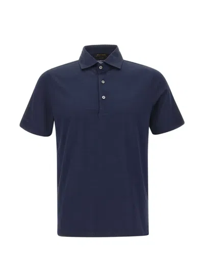 Gran Sasso Short-sleeve Cotton Polo Shirt In Blue