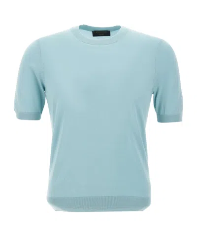 Gran Sasso Short-sleeve Crew Knitted Sweater In Blue
