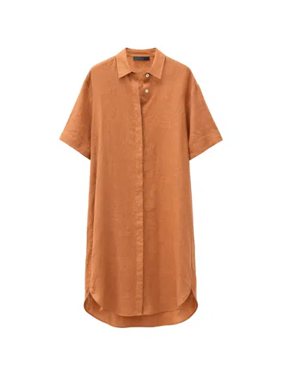 Gran Sasso Short-sleeve Mini Shirt Dress In Orange