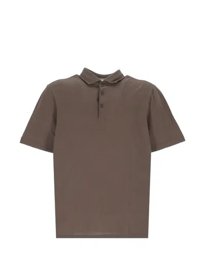 Gran Sasso Short-sleeve Polo Shirt In Brown