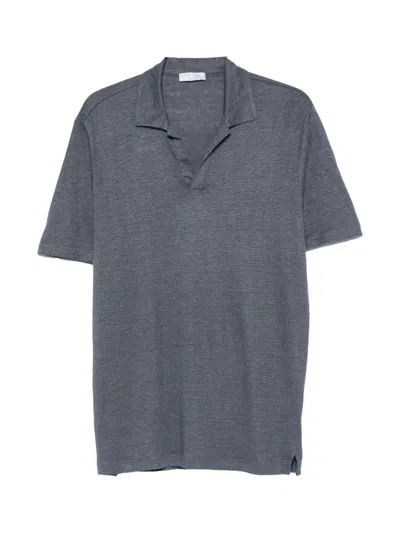 Gran Sasso Short-sleeve V-neck Linen T-shirt In Gray