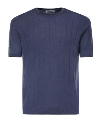 Gran Sasso Short-sleeved Knit T-shirt In Blue