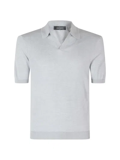 Gran Sasso Short-sleeved Knitted Polo Shirt In Gray