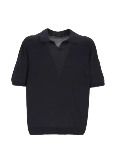 Gran Sasso Silk Short-sleeve Shirt In Blue