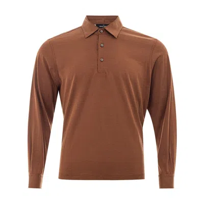 Gran Sasso Silken Splendor Polo Men's Shirt In Brown