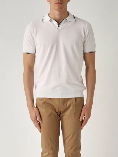 Gran Sasso Skipper M/c Bicollar Con Balza In Fresh Cotton Polo In White