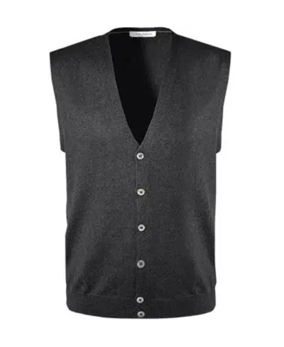 Gran Sasso Sleeveless Wool Knitted Cardigan In Black