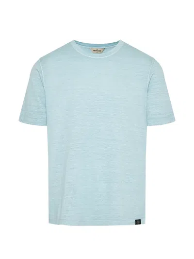 Gran Sasso Slub-texture Side-slit T-shirt In Blue