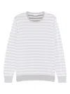 Gran Sasso Striped Cotton Sweater In Gray