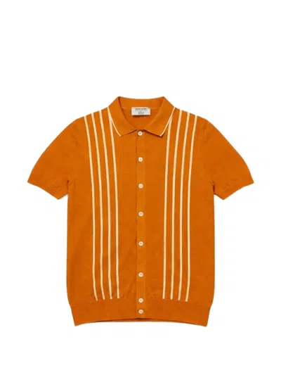 Gran Sasso Striped Knitted Shirt In Orange