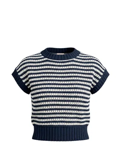 Gran Sasso Striped Open-knit Sweater In Blue