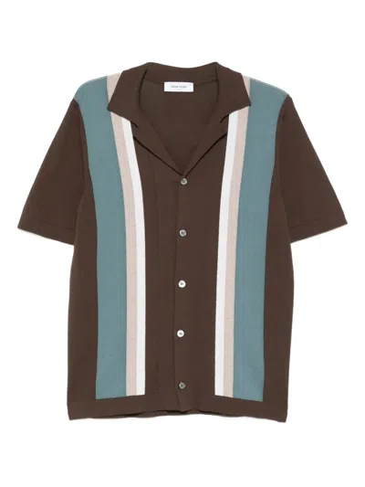 Gran Sasso Striped-panel Shirt In Brown