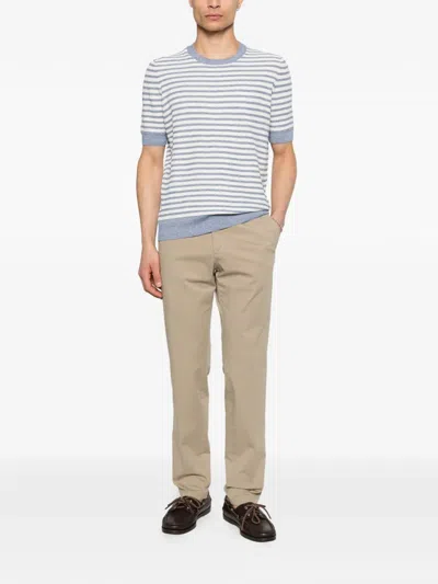 Gran Sasso Striped Short-sleeved T-shirt In Metallic