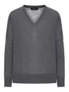 Gran Sasso V-neck Wool Sweater In Gray