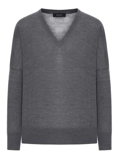 Gran Sasso V-neck Wool Sweater In Gray