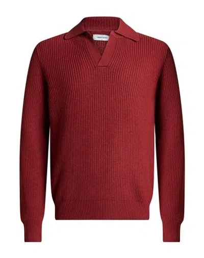 Gran Sasso Super Geelong Man Sweater Rust Size 40 Virgin Wool In Burgundy