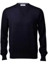 Gran Sasso V-neck Knitted Pullover In Blue
