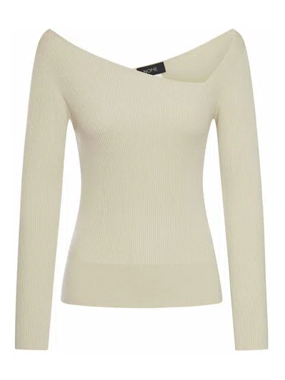 Gran Sasso Sweater With Asymmetric Wide Neckline In White
