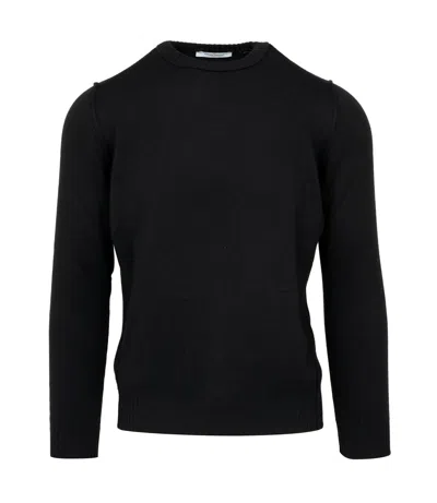 Gran Sasso Ribbed Crew Neck Knitwear In Black