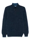 Gran Sasso Mock-neck Button Cardigan In Blue