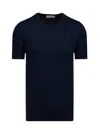 Gran Sasso T-shirt M/c Retta In Filo Cotone Organico T-shirt In Blue Navy