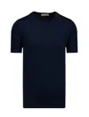 Gran Sasso T-shirt M/c Retta In Filo Cotone Organico T-shirt In Blue Navy