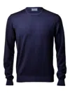 Gran Sasso Navy Blue Cashmere Crew Neck Sweate In Blue