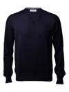 Gran Sasso V-neck Knitted Pullover In Blue