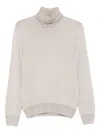 Gran Sasso Ribbed-knit Turtleneck Sweater In White