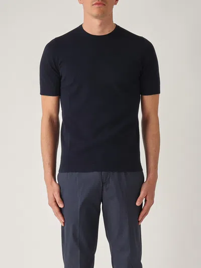 Gran Sasso T-shirt M/c Retta In Filo Cotone Organico T-shirt In Navy