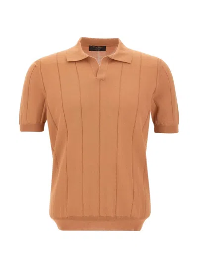 Gran Sasso Tennis M/m Skipper Ribbed-knit T5-shirt In Orange
