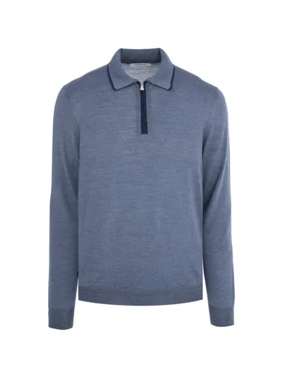 Gran Sasso Tennis Zip-fastening Polo Shirt In Blue