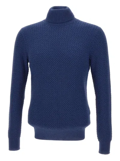 Gran Sasso Long-sleeved Turtleneck Sweater In Blue