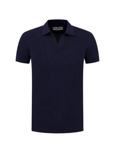 Gran Sasso Textured-knit Polo Shirt In Blue