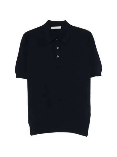 Gran Sasso Textured-knit Polo Shirt In Blue