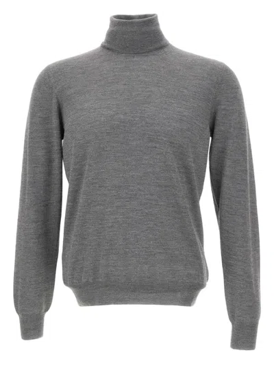 Gran Sasso Turtleneck Ribbed Sweater In Gray