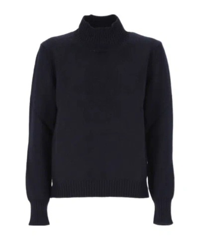 Gran Sasso Fine Knit Turtleneck Sweater With Ribbed Accents In Black