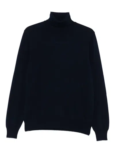 Gran Sasso Navy Blue Turtleneck Sweater In Black