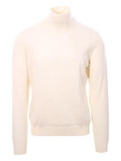 Gran Sasso Turtleneck Wool Sweater In Neutral