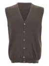 Gran Sasso V-neck Buttoned Vest In Brown