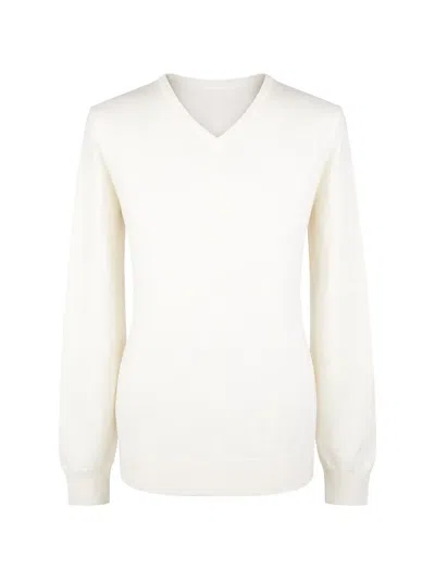 Gran Sasso V-neck Jumper In White