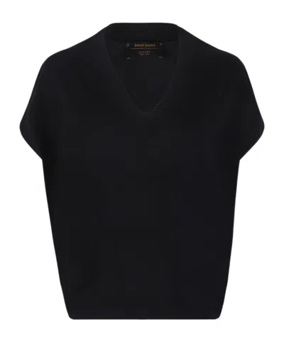 Gran Sasso V-neck Knitted Jumper In Black
