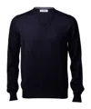 Gran Sasso V-neck Knitted Pullover In Black