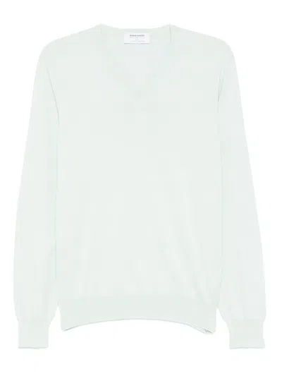 Gran Sasso V-neck Long-sleeved Sweater In Green