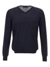 Gran Sasso V-neck Ribbed-edge Sweater In Blue