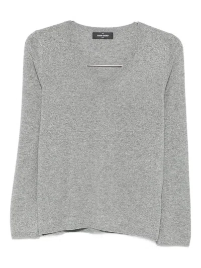 Gran Sasso V-neck Sweater In Gray