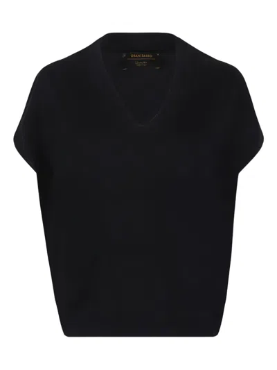 Gran Sasso V-neck Knitted Jumper In Black