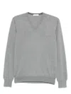 Gran Sasso V-neck Wool Sweater In Gray